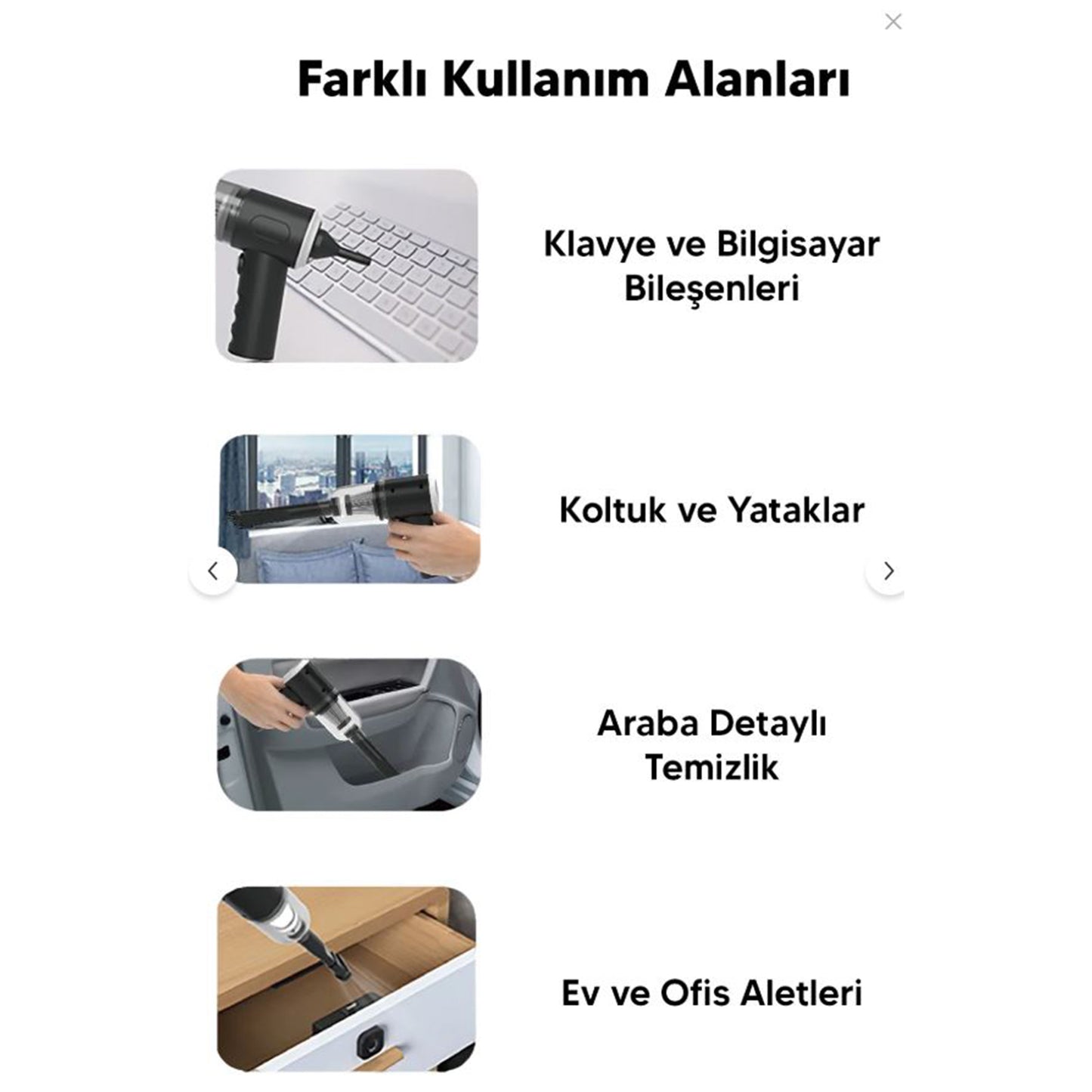 Çok Amaçlı - Kablosuz Araç Süpürgesi