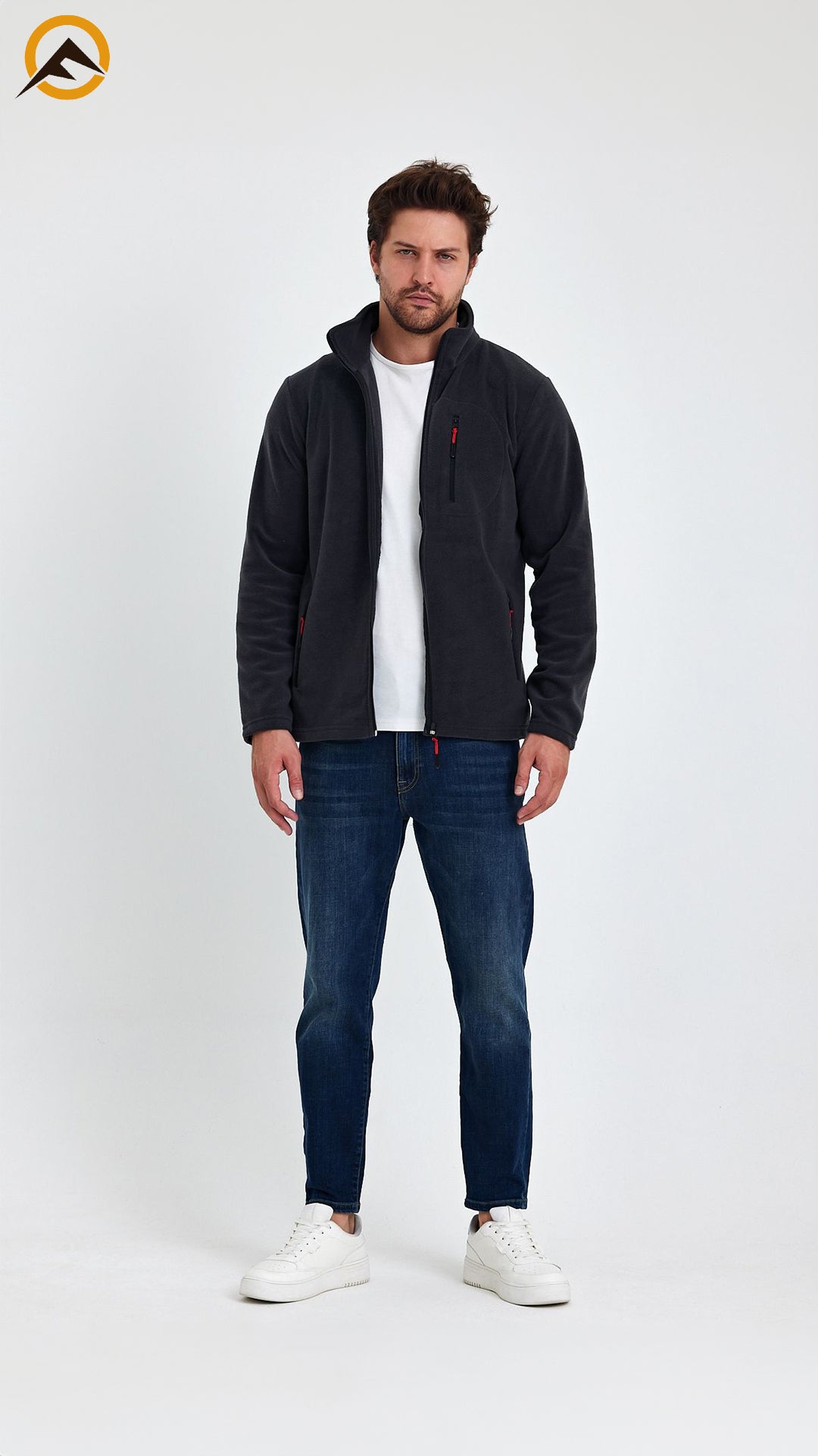 Erkek Outdoor Fermuarlı Polar Ceket - Antrasit