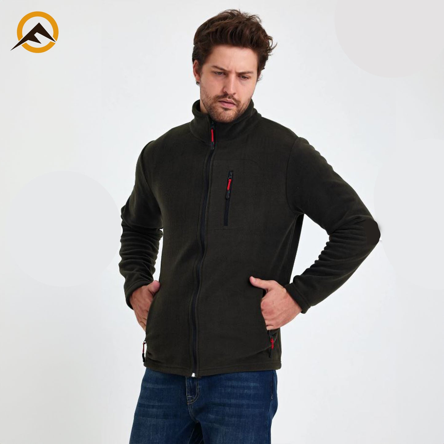 Erkek Outdoor Fermuarlı Polar Ceket - Haki