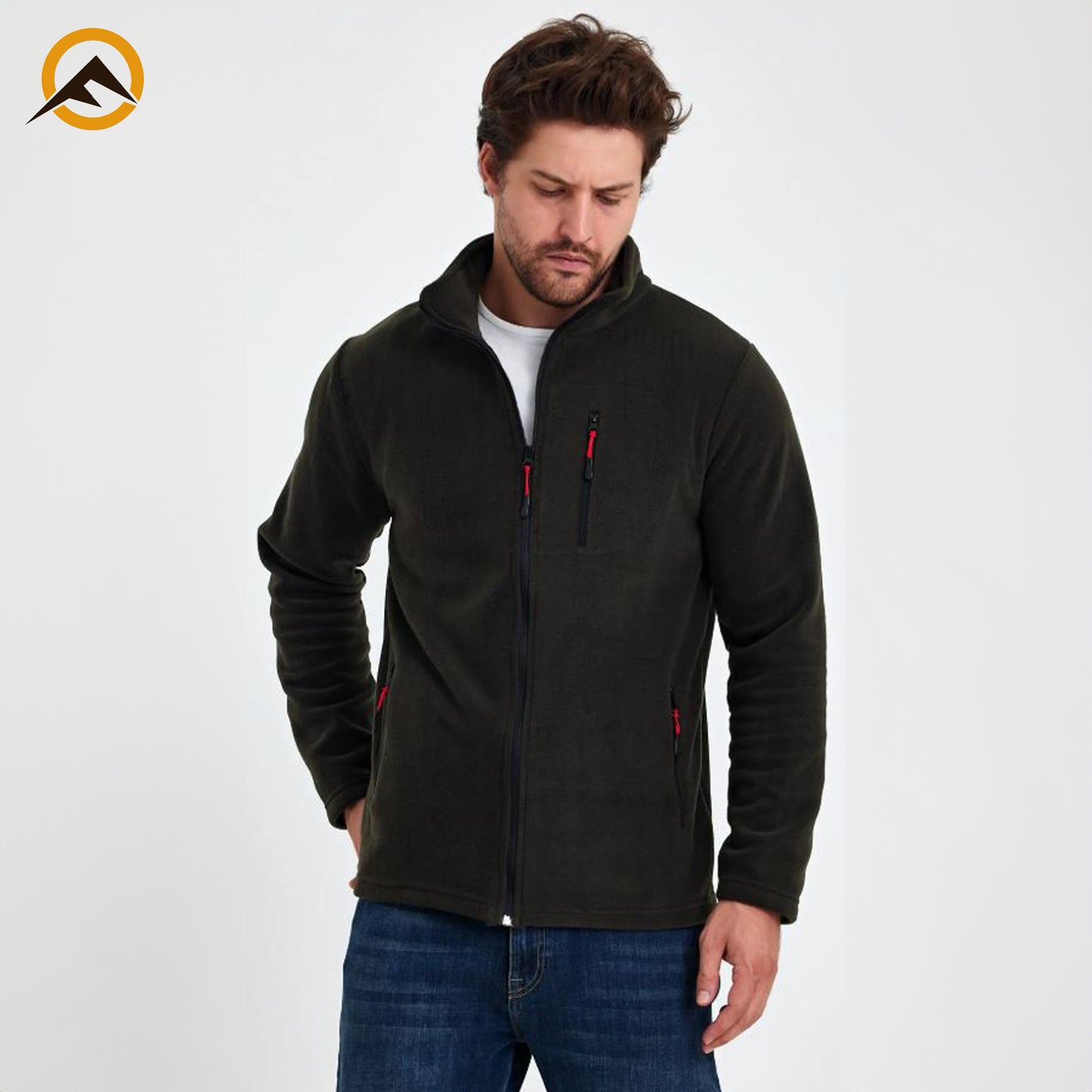 Erkek Outdoor Fermuarlı Polar Ceket - Haki