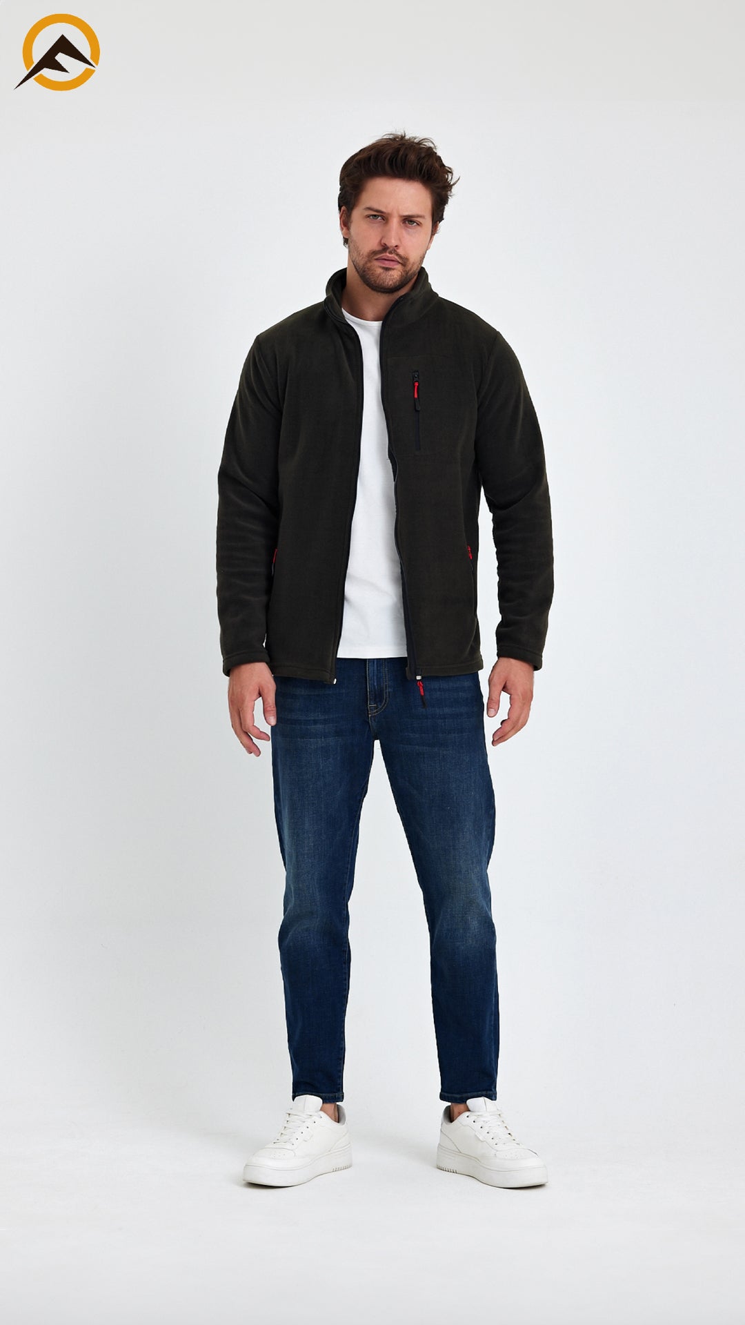 Erkek Outdoor Fermuarlı Polar Ceket - Haki