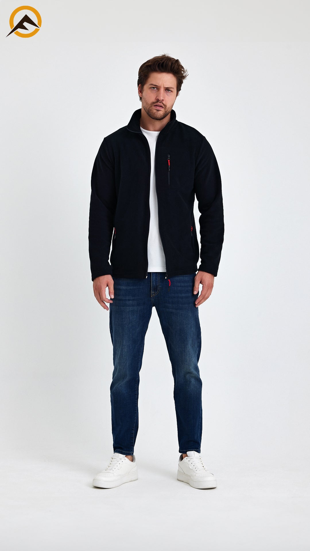 Erkek Outdoor Fermuarlı Polar Ceket - Siyah