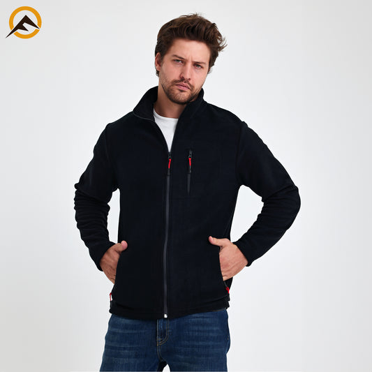 Erkek Outdoor Fermuarlı Polar Ceket - Siyah