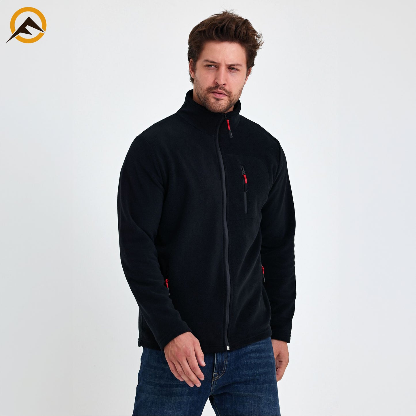 Erkek Outdoor Fermuarlı Polar Ceket - Siyah