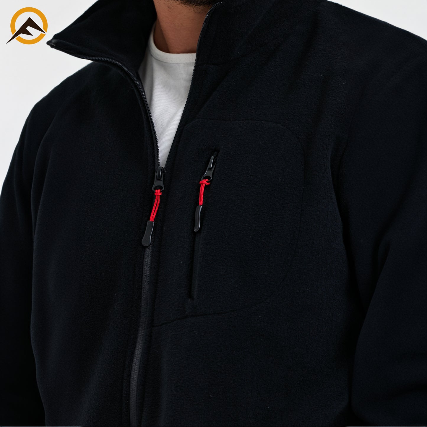 Erkek Outdoor Fermuarlı Polar Ceket - Siyah